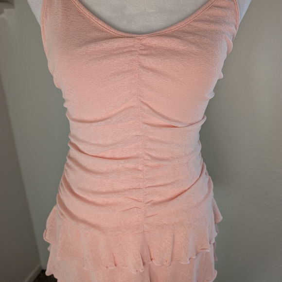Woman's Pink Ruched And Ruffled Dress - Picture 4 of 5